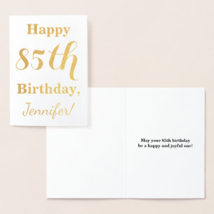 Carte Dorée Simple Gold Foil 85e anniversaire + Nom personnali