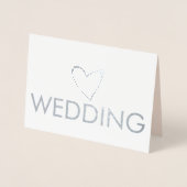 Carte Dorée Simple Heart Script Typographie Rose Gris Mariage (Devant)