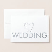 Carte Dorée Simple Heart Script Typographie Rose Gris Mariage (Devant avec enveloppe)