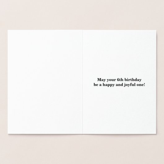 Carte Dorée Simple huile d'argent 6e anniversaire + Nom person (Intérieur)