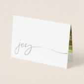 Carte Dorée Simple Joie Photo Argent Script Christmas Foil Car (Devant)