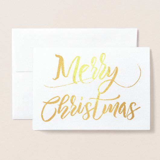Carte Dorée Simple Joyeux Noël feuille d'or (Devant avec enveloppe)