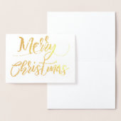 Carte Dorée Simple Joyeux Noël feuille d'or (Affichage)