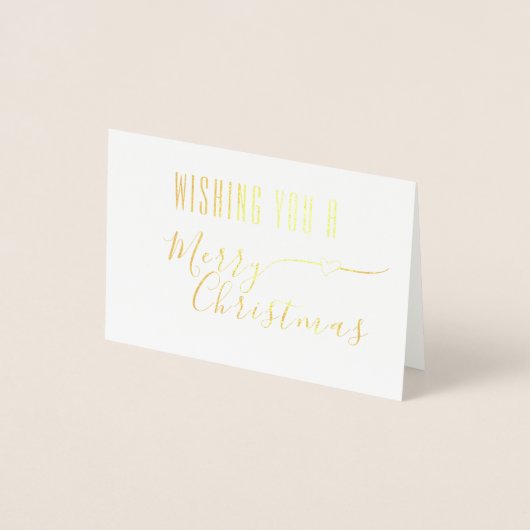 CARTE DORÉE SIMPLE JOYEUX NOËL GOLD SCRIPT XMAS VACANCES (Devant)