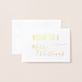 CARTE DORÉE SIMPLE JOYEUX NOËL GOLD SCRIPT XMAS VACANCES (Devant avec enveloppe)