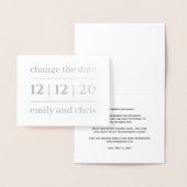 Carte Dorée Simple Moderne Changer la date Mariage Argent (Affichage)