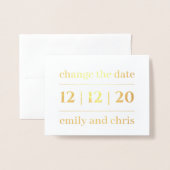 Carte Dorée Simple Moderne Changer la date Mariage Gold (Devant avec enveloppe)