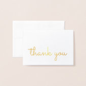 Carte Dorée Simple Retro Or Écriture Merci (Devant avec enveloppe)