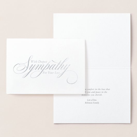 Carte Dorée Simple Script Élégant Sympathie Condoléances (Affichage)