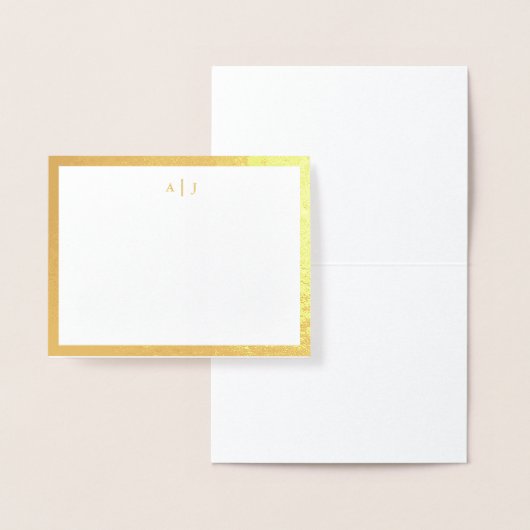 Carte Dorée Simple Two Monogram Gold Border (Affichage)