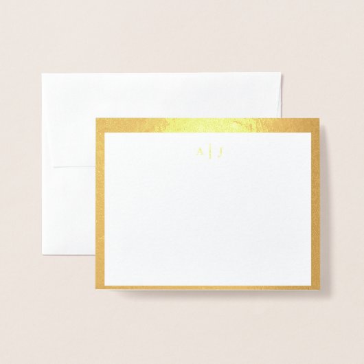Carte Dorée Simple Two Monogram Gold Border (Devant avec enveloppe)