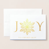 Carte Dorée Snowflakes Gold Blue Corporate Logo Holiday (Devant avec enveloppe)