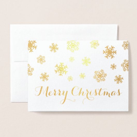 Carte Dorée Snowflakes Gold Foil Joyeux Noël (Devant avec enveloppe)