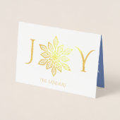Carte Dorée Snowflakes Gold Holiday Blue Salutations (Devant)