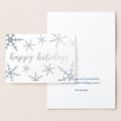 Carte Dorée Snowflakes Silver Joyeux Script de vacances (Affichage)