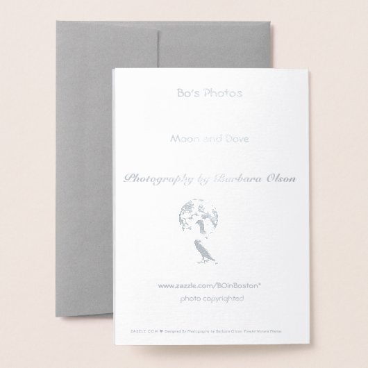 Carte Dorée Solstice d'hiver : Lune et colombe (Derrière avec enveloppe)