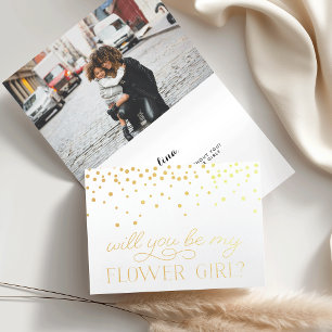 Carte Dorée Soyez ma fille aux fleurs Or photo personnalisé