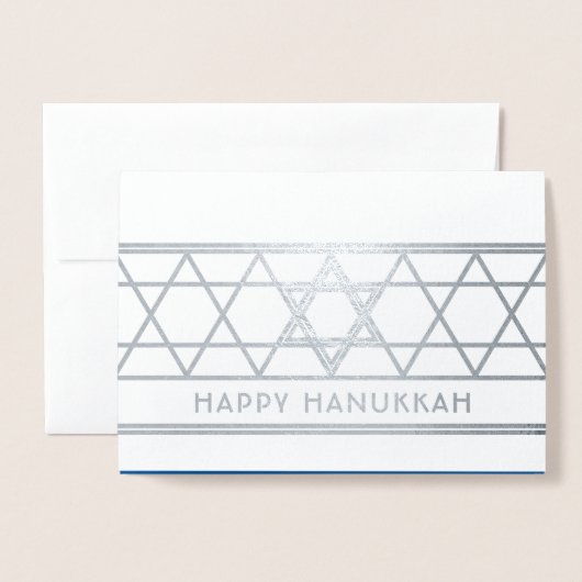 Carte Dorée Star of David Happy Hanoukka Techelet Blue 1 Photo (Devant avec enveloppe)