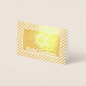 Carte Dorée Stripes Real Gold Foil Bat mitzvah photo Merci (Devant)