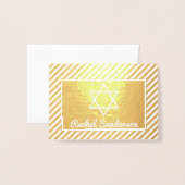 Carte Dorée Stripes Real Gold Foil Bat mitzvah photo Merci (Devant avec enveloppe)
