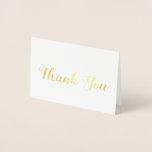 Carte Dorée Style de brosse Whimsical Merci de script or<br><div class="desc">Un design fantaisiste avec les mots "merci" dans la police de caractères de style brosse décorative ornée de courbes sur le devant inférieur en papier or réel. Un design polyvalent que vous pouvez utiliser pour n'importe quelle occasion quand vous voulez remercier quelqu'un de spécial! Idéal pour les mariages. Disponible également...</div>