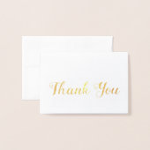 Carte Dorée Style de brosse Whimsical Merci de script or (Devant avec enveloppe)