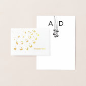 Carte Dorée Stylisé Peacock Feather Merci Mariage moderne (Affichage)