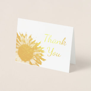 Carte Dorée Sunflower Merci note