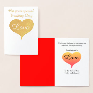 Carte Dorée Sunset Hearts Mariage rouge