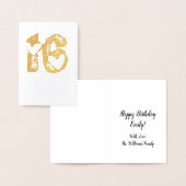 Carte Dorée Sweet 16 Anniversaire Cute Hearts Typographie (Affichage)