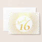 Carte Dorée Sweet 16e anniversaire Glittery Confetti Script Or (Devant avec enveloppe)