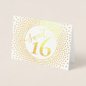 Carte Dorée Sweet 16e anniversaire Glittery Confetti Script Or (Devant)