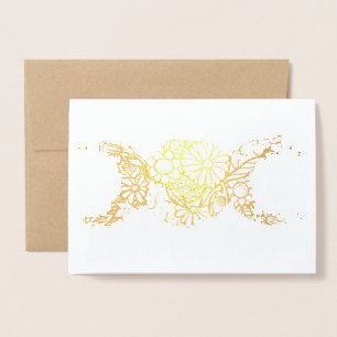 Carte Dorée Symbole de la lune triple fleur béni