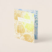 Carte Dorée Sympathie florale bleue verte mort d'enfant (Devant)