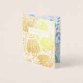 Carte Dorée Sympathie florale bleue verte mort d'enfant (Devant)