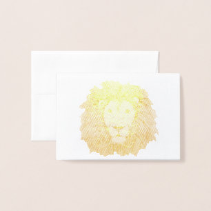 Carte Dorée Tête de lion Rasta rouge jaune vert dessin Jamaïqu