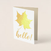 Carte Dorée Texte personnalisé feuille automne (Devant)