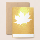 Carte Dorée Texte personnalisé feuille automne (Derrière avec enveloppe)