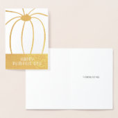 Carte Dorée Thanksgiving Thankful for You Citrouille Foil Card (Affichage)