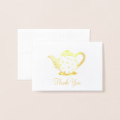 Carte Dorée Théière à pois Pot de thé Douche Théière Note de r (Devant avec enveloppe)