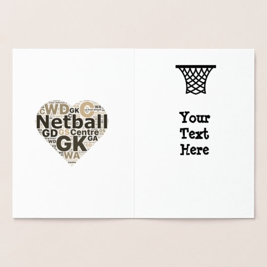 Carte Dorée Thème Coeur Netball Coach Merci Or (Intérieur)
