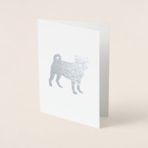Carte Dorée Thème de la fête du chien carlin - Argent