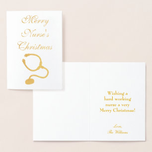 Carte Dorée Thème infirmière stéthoscope Noël