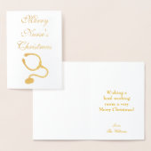 Carte Dorée Thème infirmière stéthoscope Noël (Affichage)