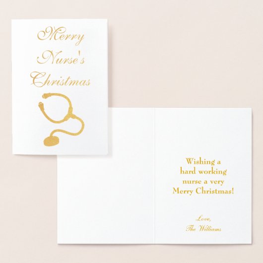 Carte Dorée Thème infirmière stéthoscope Noël (Affichage)