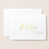 Carte Dorée To My Mother on My Wedding Day Elegant Script (Devant avec enveloppe)