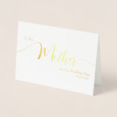 Carte Dorée To My Mother on My Wedding Day Elegant Script (Devant)