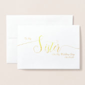 Carte Dorée To My Sister on My Wedding Day Elegant Script (Devant avec enveloppe)