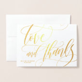 Carte Dorée Tourbillonnant Love & Merci Photo Mariage (Devant avec enveloppe)