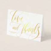 Carte Dorée Tourbillonnant Love & Merci Photo Mariage (Devant)